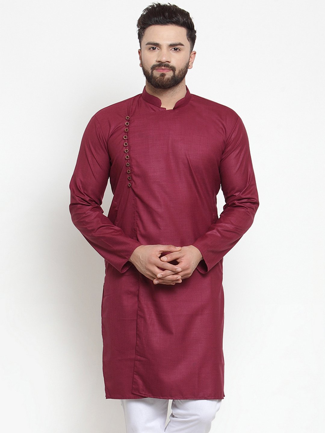 Men's Solid White Kurta by Virat Fashions- (1pc set)