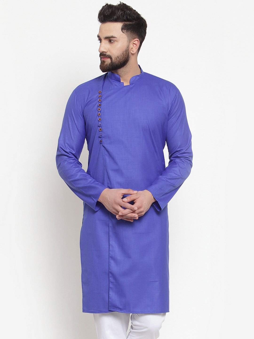 Men's Solid White Kurta by Virat Fashions- (1pc set)