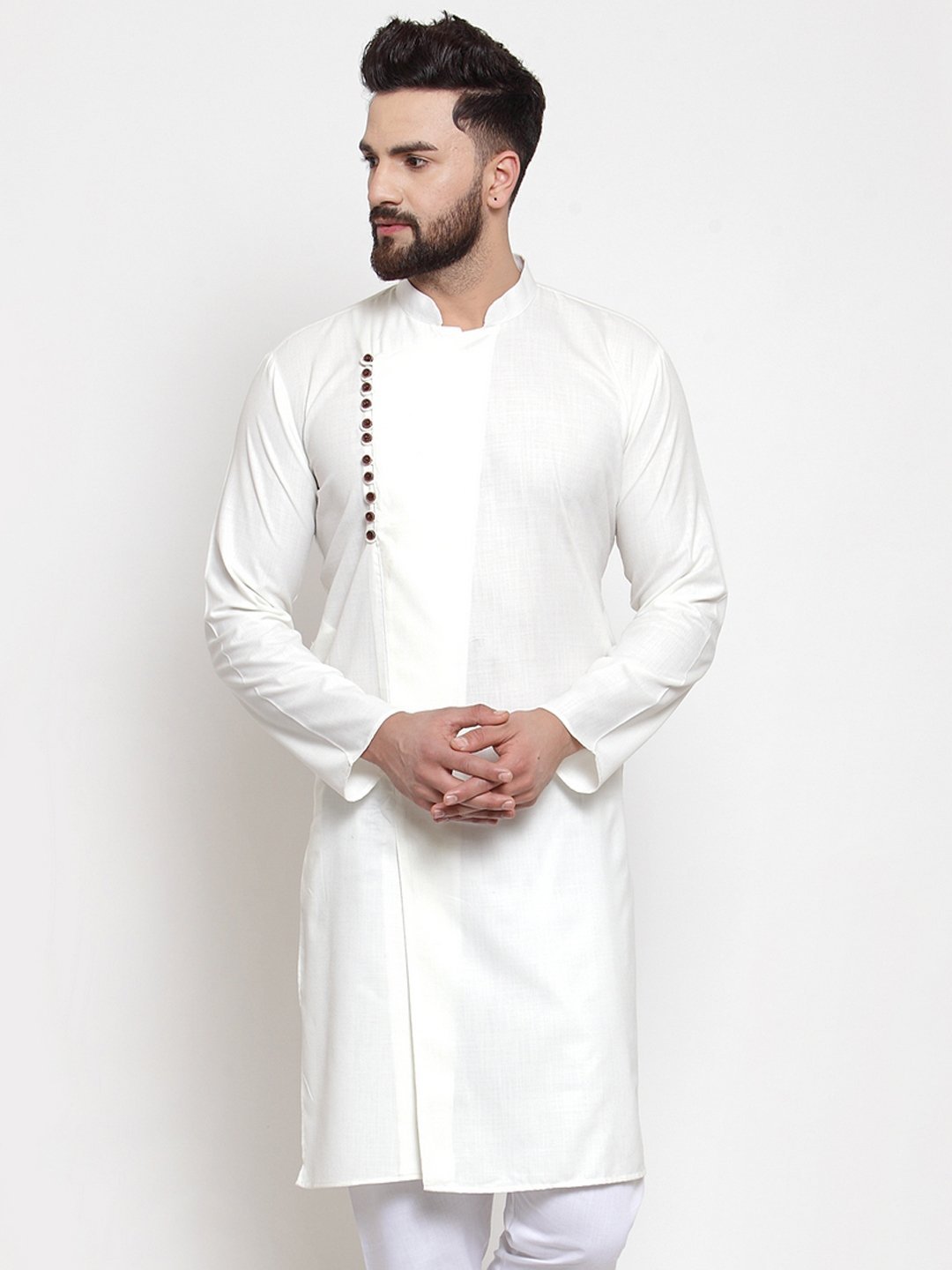 Men's Solid White Kurta by Virat Fashions- (1pc set)