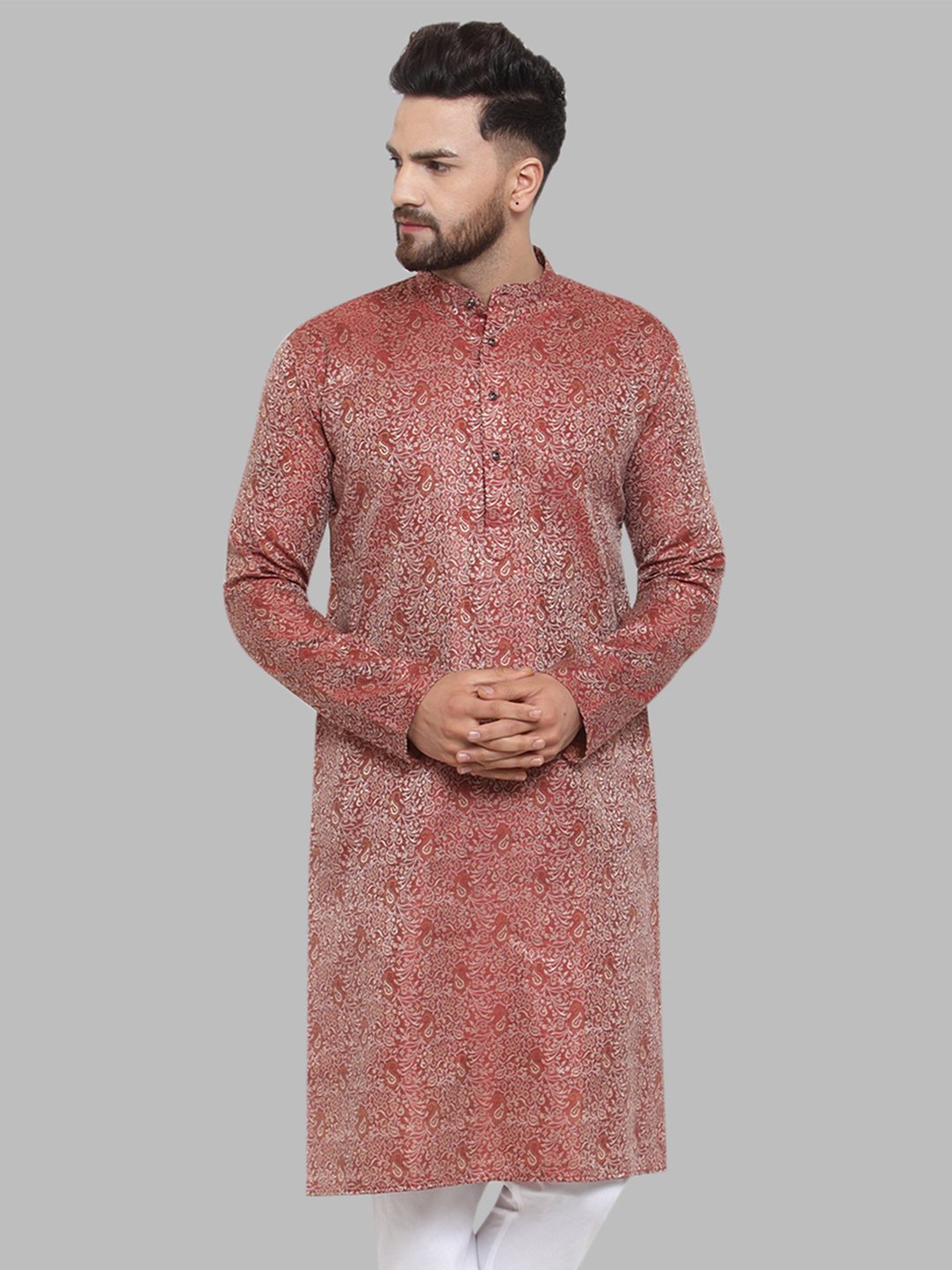 Men's Jacquard Straight Kurta by Virat Fashions (1 Pc Set)