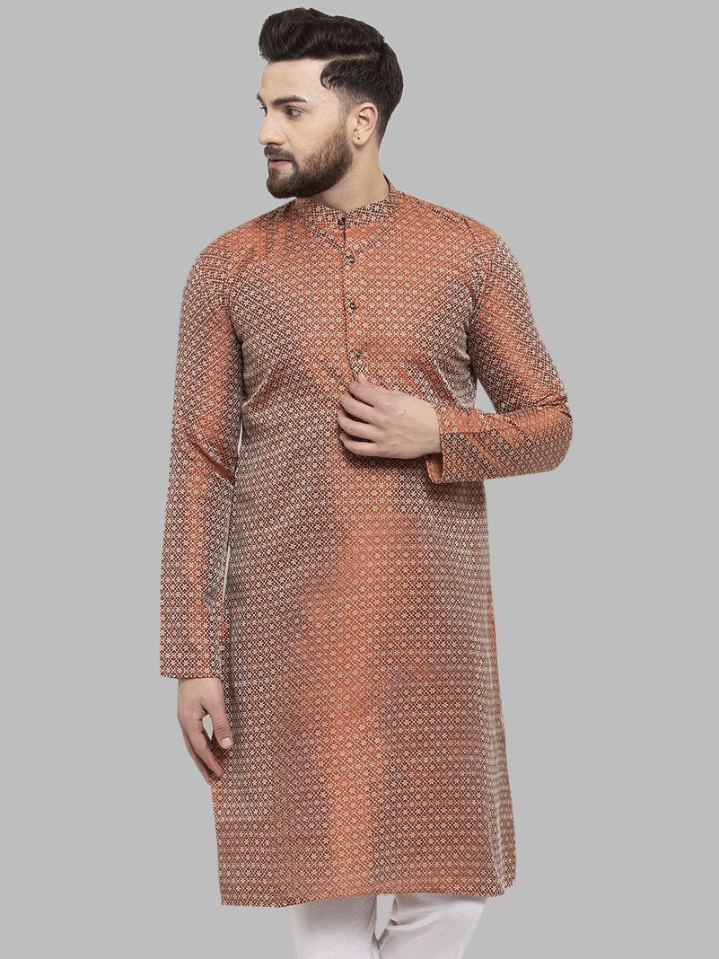 Men's Woven Design Kurta Only - Virat Fashions