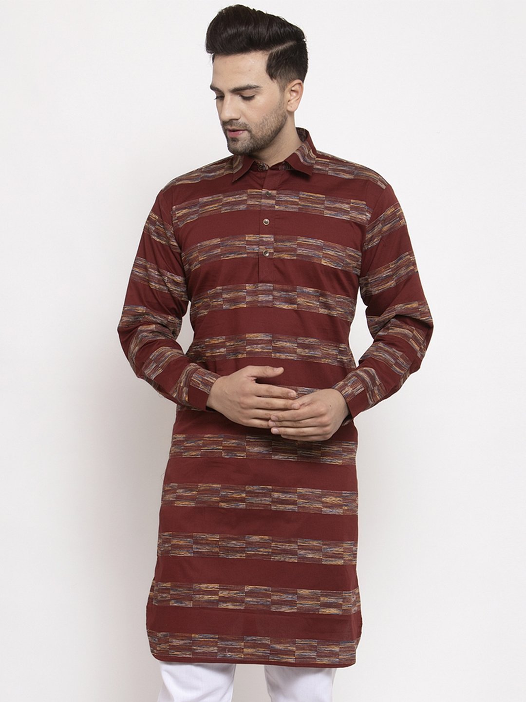 Men's Woven Design Kurta Only - Virat Fashions