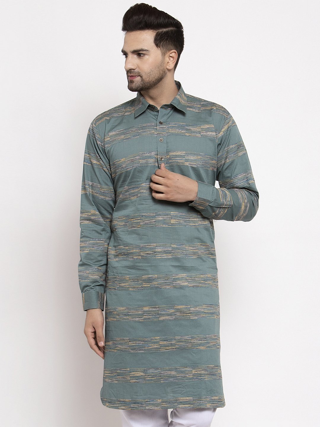 Men's Woven Design Kurta Only - Virat Fashions