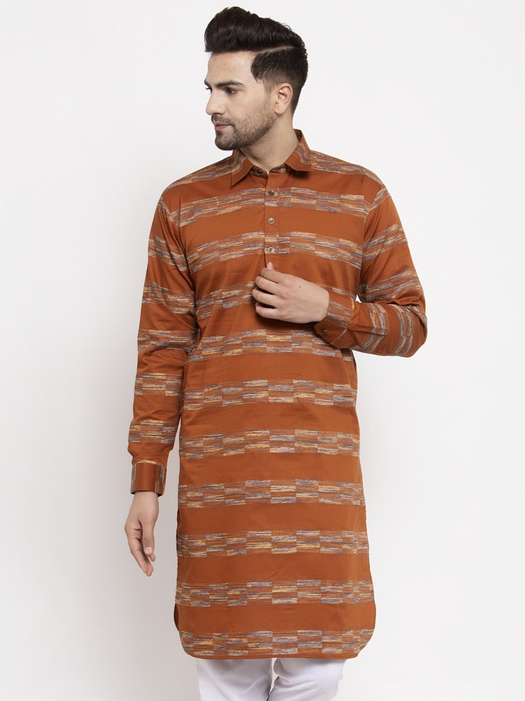 Men's Woven Design Kurta Only - Virat Fashions