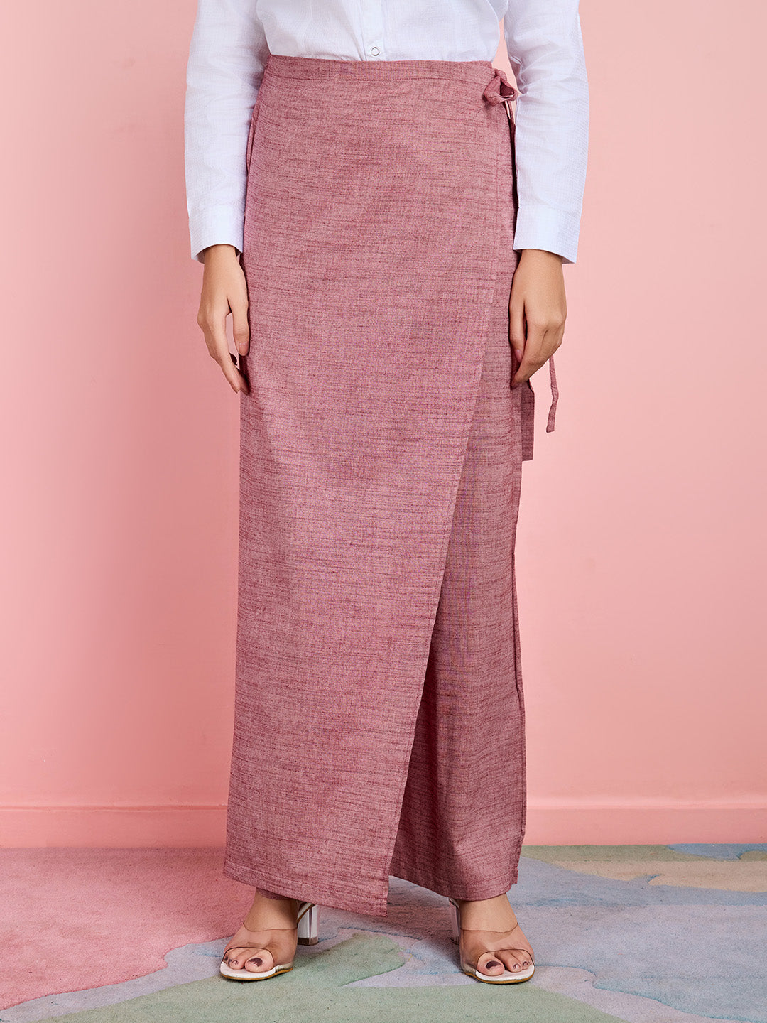 Women's Pink Elegant Pure Cotton Pant - Komarri