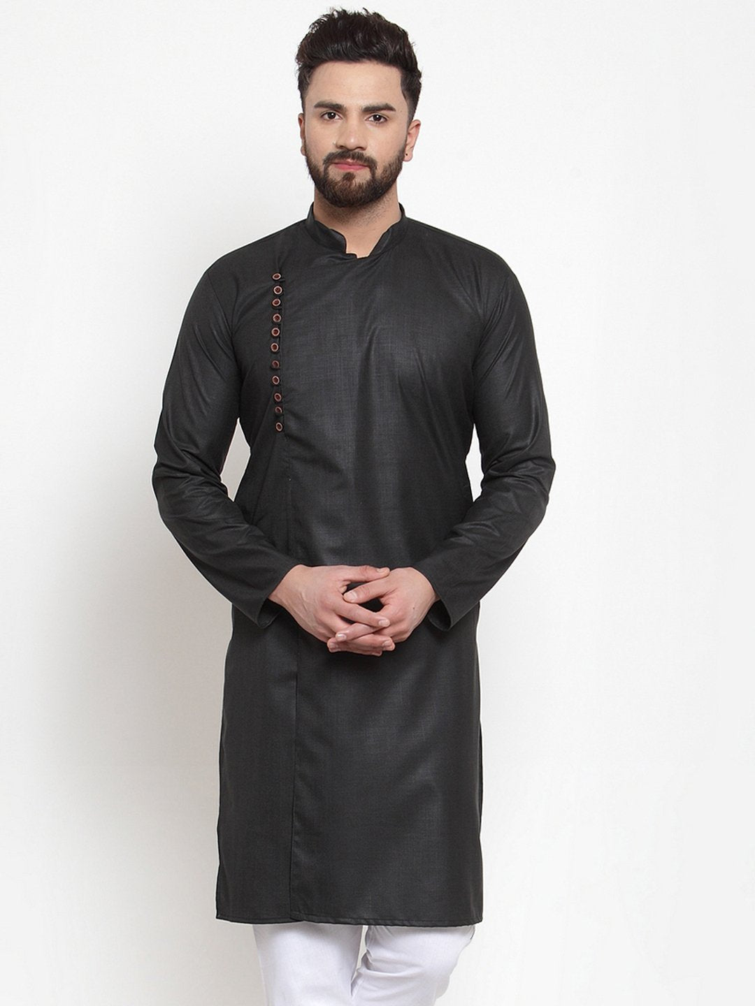 Men's Solid White Kurta by Virat Fashions- (1pc set)