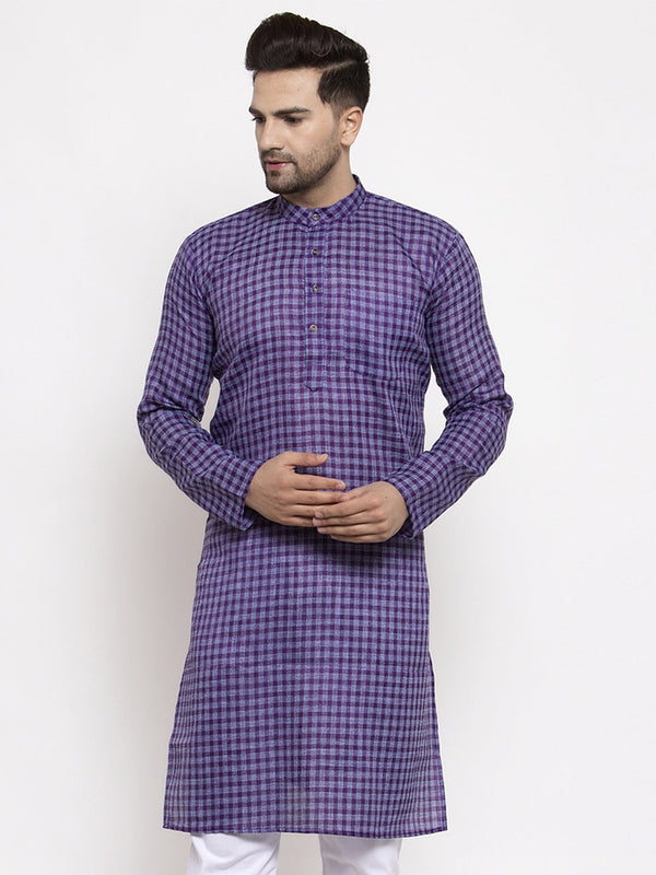 Men's Purple Woven Kurta Only ( KO 622 Purple ) - Virat Fashions