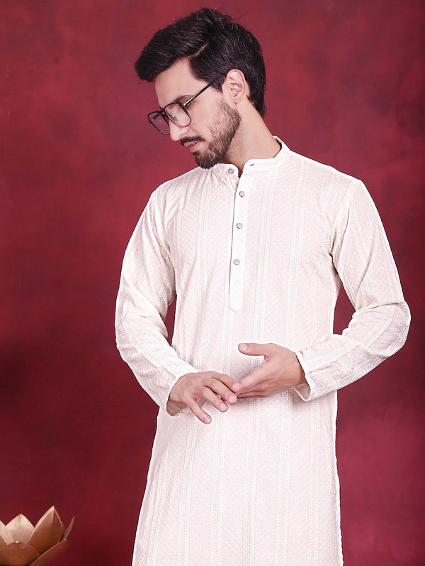 Men's Sequins Chikankari Embroidered Kurtas.