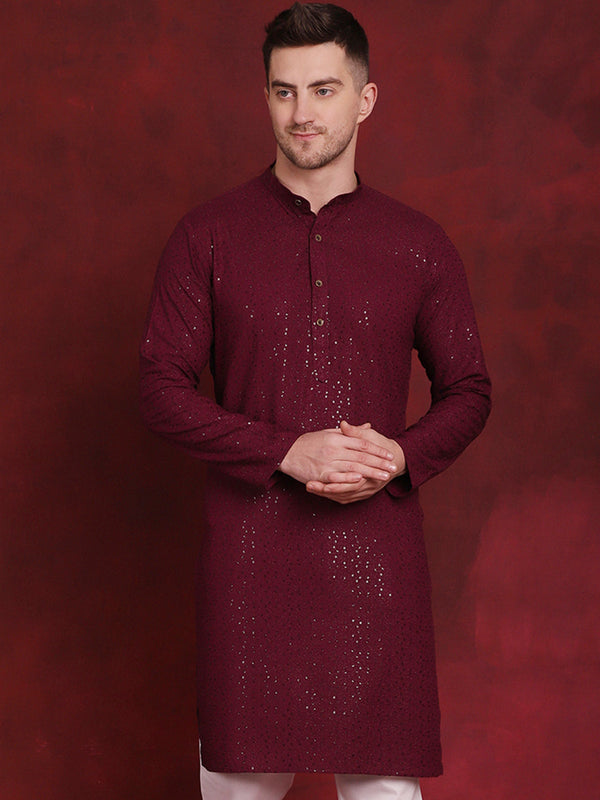 Men Sequins Chikankari Kurtas