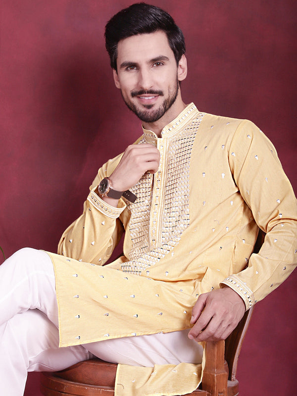 Men's Sequins Embroidered Kurtas.