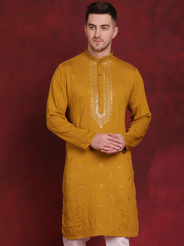 Men Sequins Embroidered Kurtas