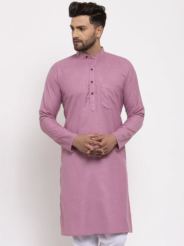 Men's Magenta & White Solid Kurta Only ( Ko 532 Magenta ) - Virat Fashions