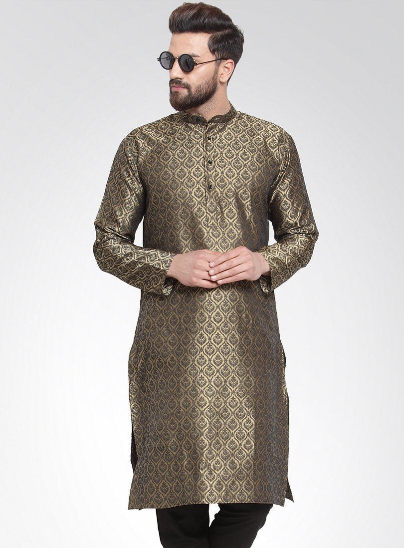 Men Gold Silk Kurta by Virat Fashions (1pc)