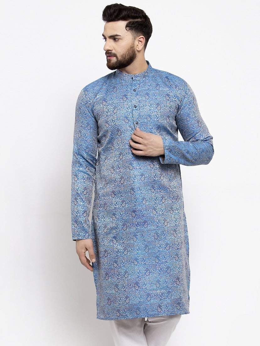 Men's Jacquard Straight Kurta by Virat Fashions (1 Pc Set)