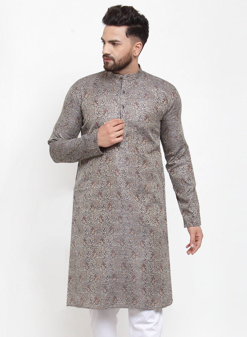 Men's Jacquard Straight Kurta by Virat Fashions (1 Pc Set)