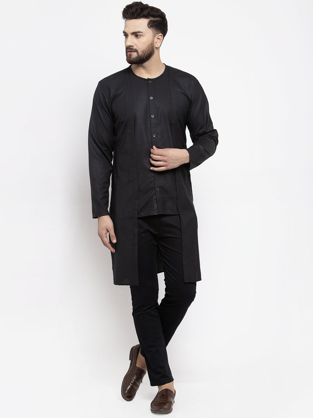 Men's Solid high low Kurta - Virat Fashions