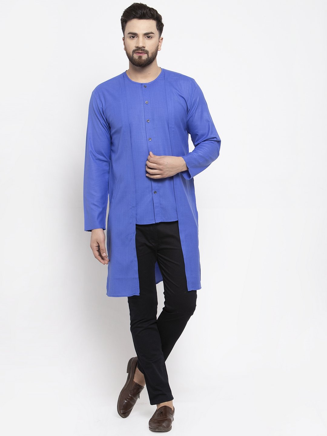 Men's Solid high low Kurta - Virat Fashions