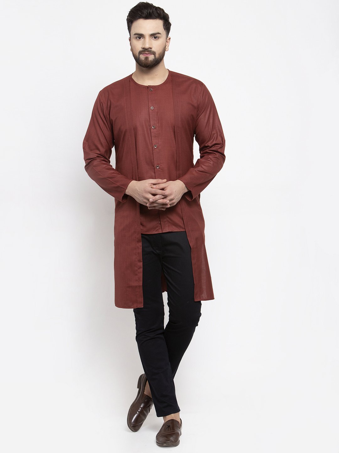 Men's Solid high low Kurta - Virat Fashions