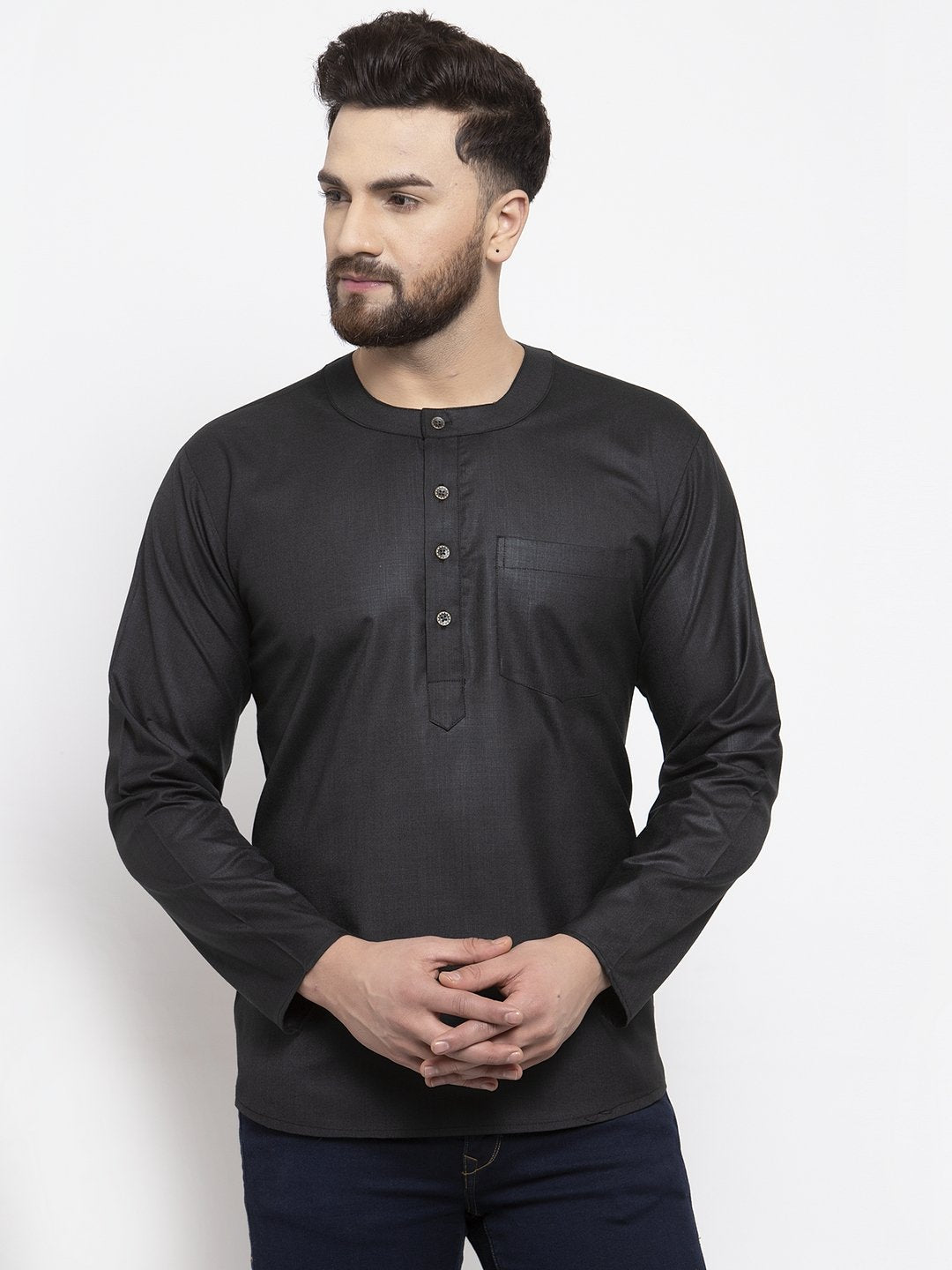 Men's Solid Straight Short Kurta - Virat Fashions