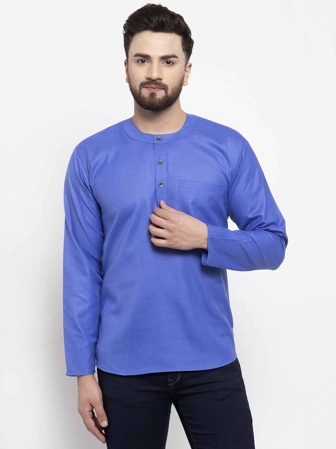 Men's Solid Straight Short Kurta - Virat Fashions