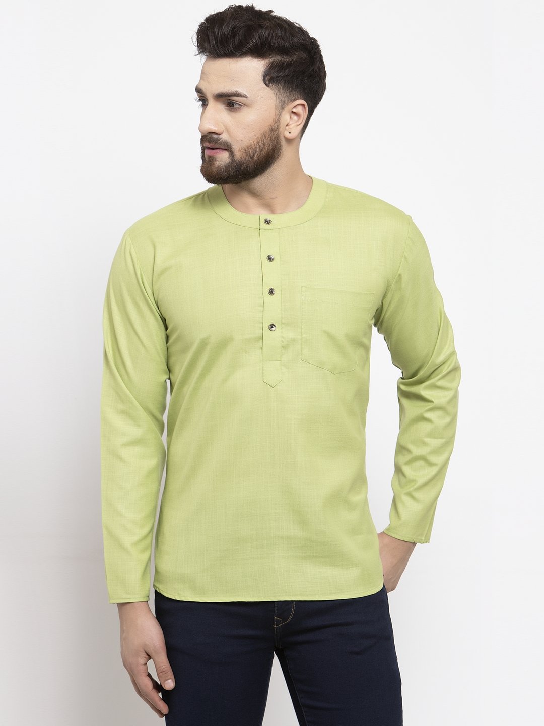 Men's Solid Straight Short Kurta - Virat Fashions