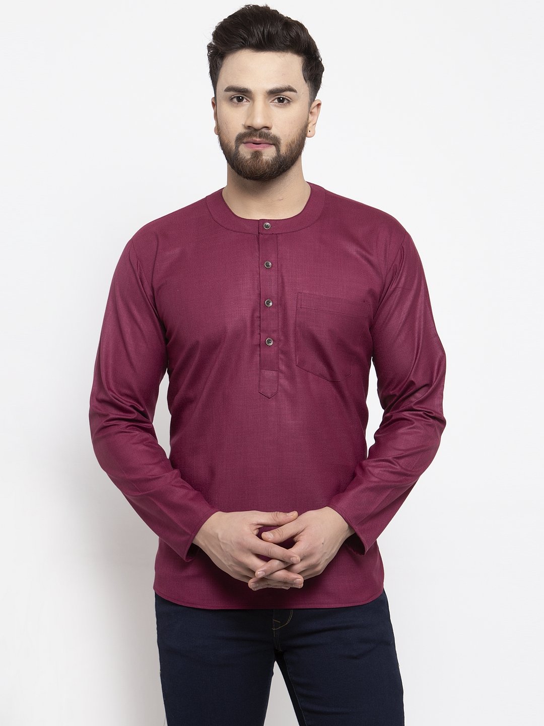 Men's Solid Straight Short Kurta - Virat Fashions