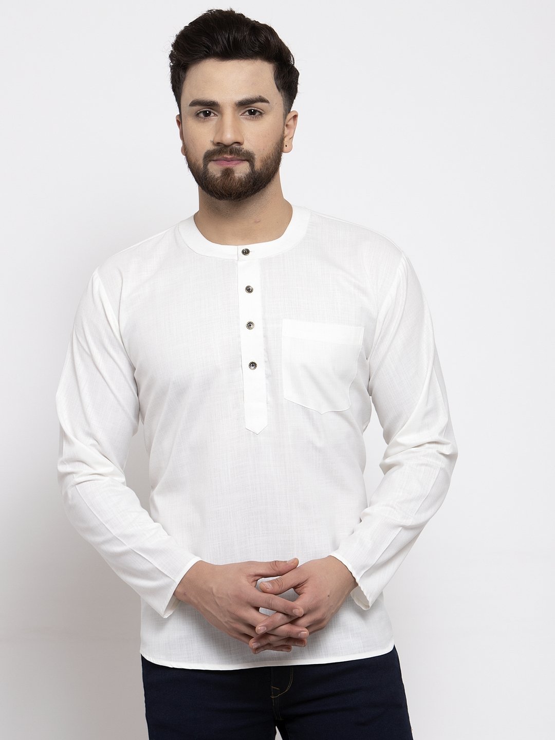 Men's Solid Straight Short Kurta - Virat Fashions