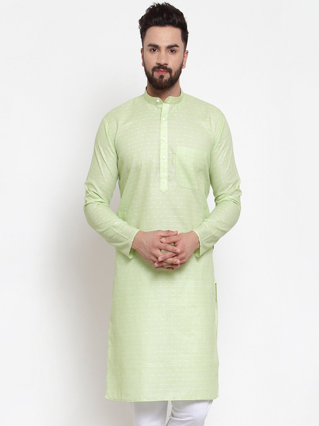 Men Biege Cotton Kurta by Virat Fashions (1pc)