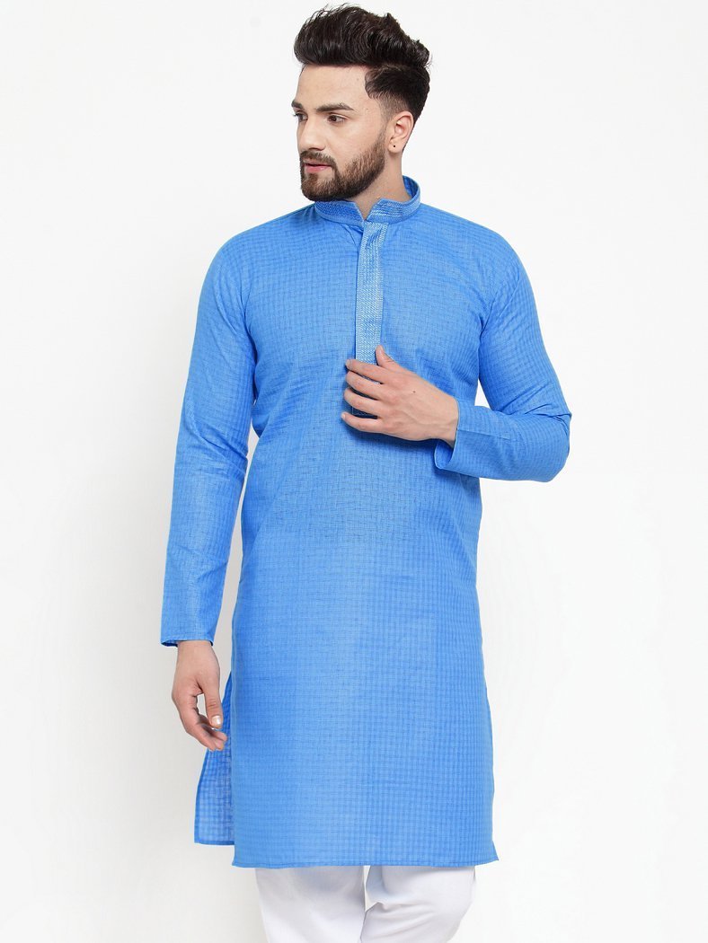 Men Peach Cotton Kurta - Virat Fashions (1pc)