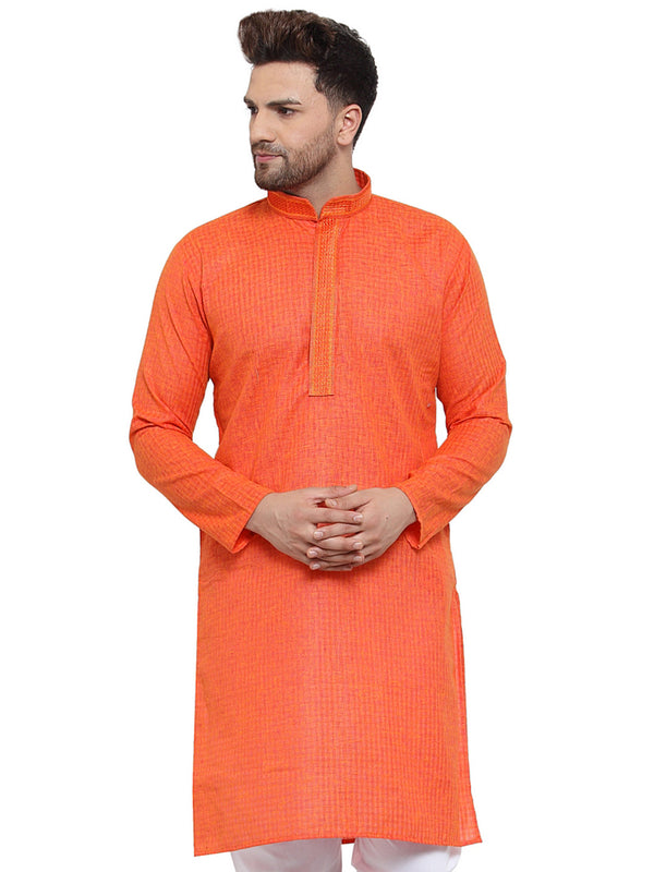 Men's D-Orange Woven Kurta Only ( KO 617 D-Orange ) - Virat Fashions