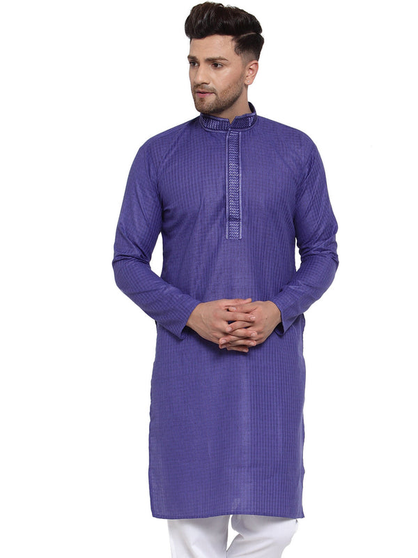 Men's Purple Woven Kurta Only ( KO 617 Purple ) - Virat Fashions