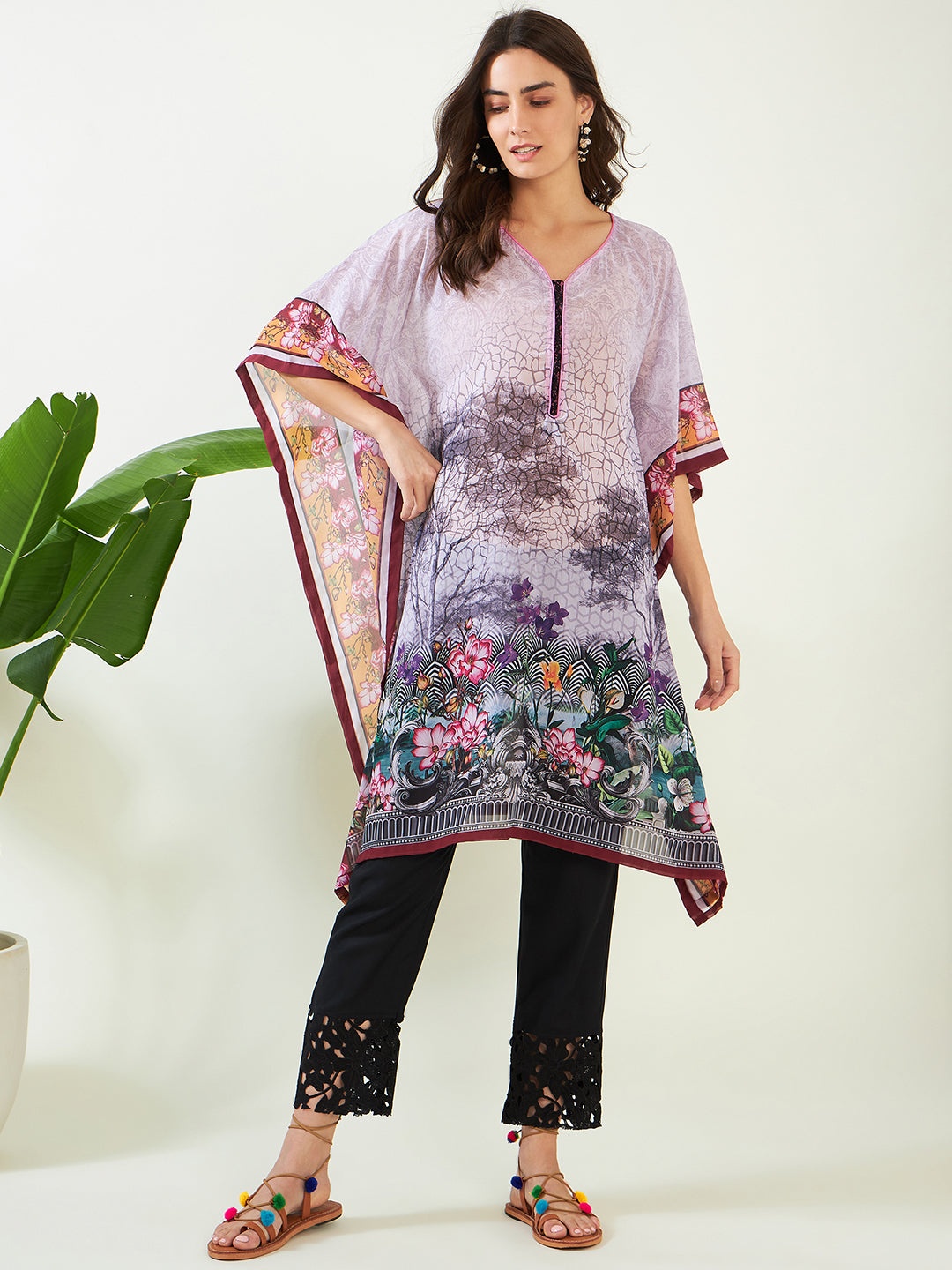 Women's Georgette Grey Kurta - The Kaftan Company