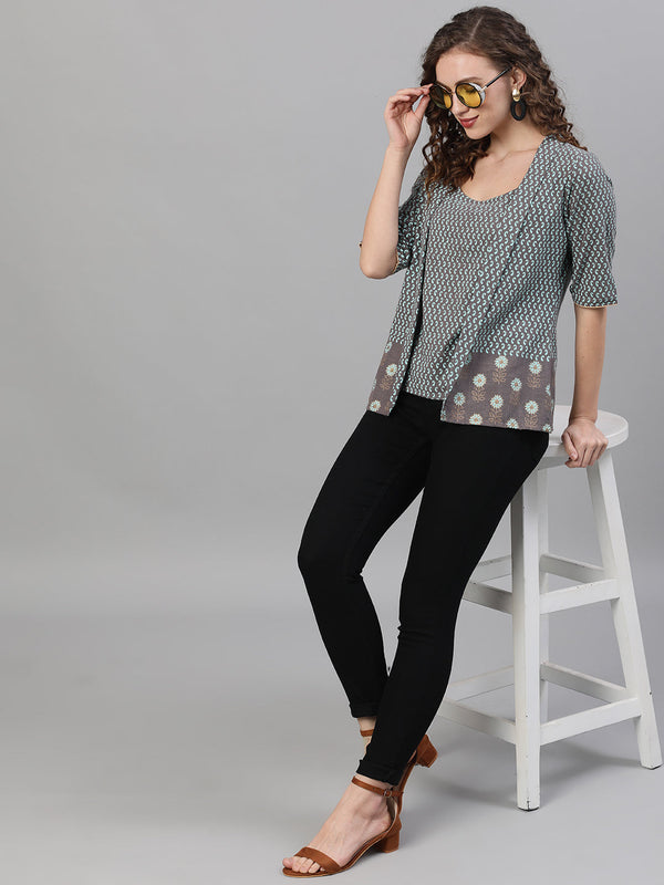 Women's Grey Printed Top - Aks