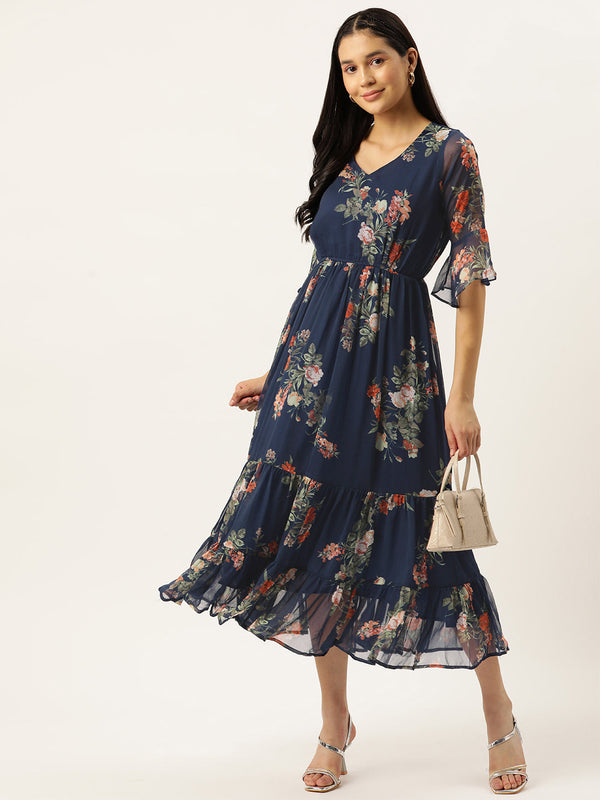 Women's Layered Blue Dress - VAABA