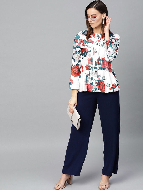 Women's Printed Peplum Blazer - Pannkh