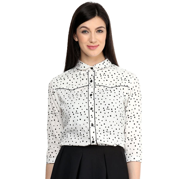 Women's Monocromatic Piping Shirt Top - Pannkh