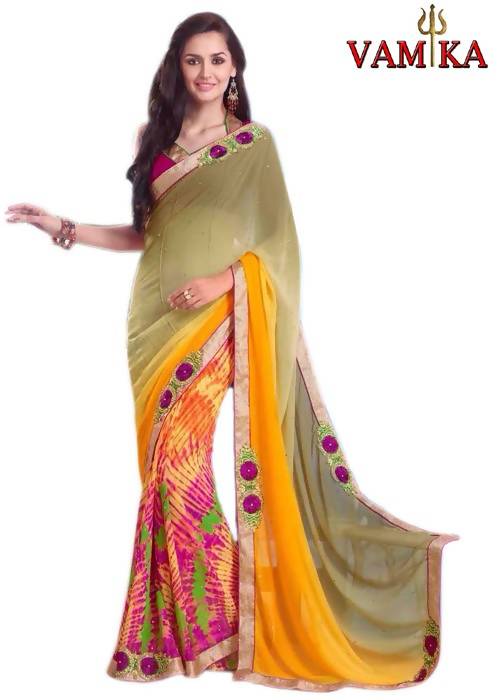 Women's Vamika Multicolour Georgette Designer Saree - Vamika