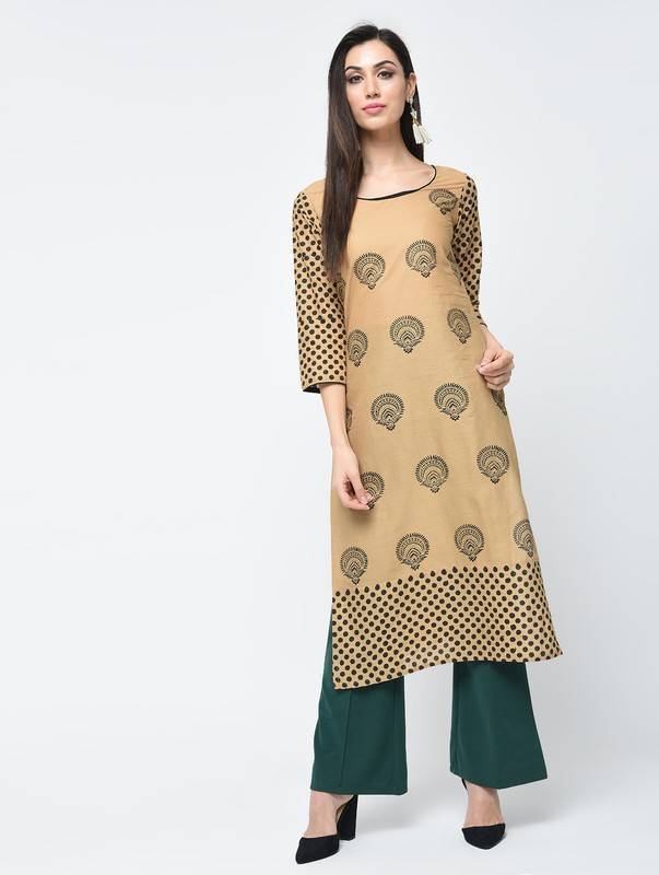 Women's Block Printed Straight Kurta - Aniyah