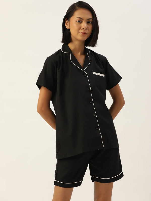 Women's Black Night suit ( LNS 002Black ) - Jainish