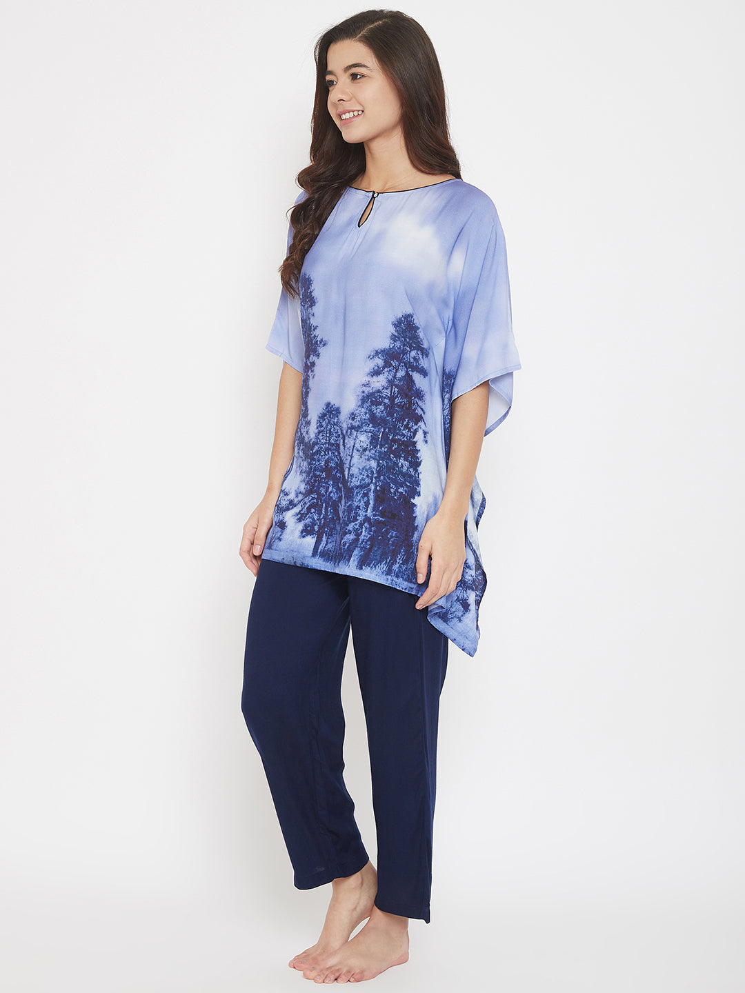 Women's Floral Placement Printed Kaftan Pyjama Set - The Kaftan Company