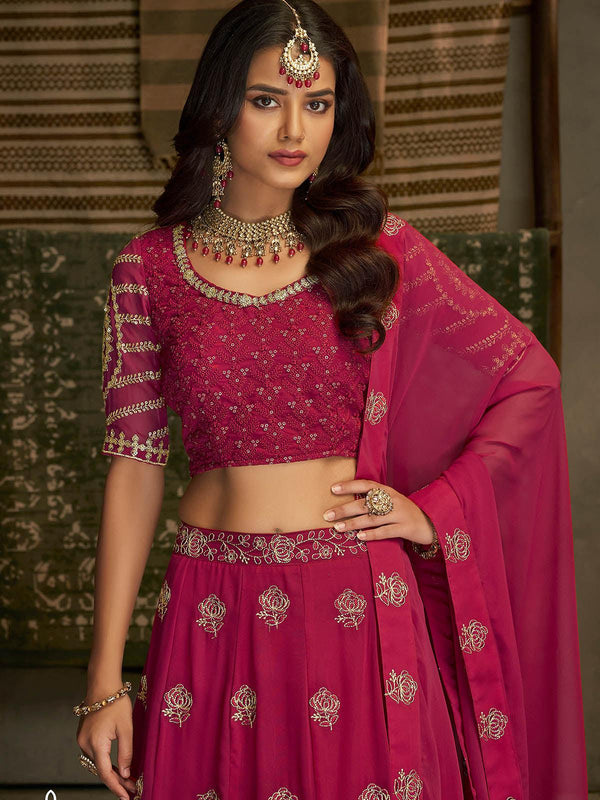 Women's Pink Shaded Lehenga Choli Set - Odette