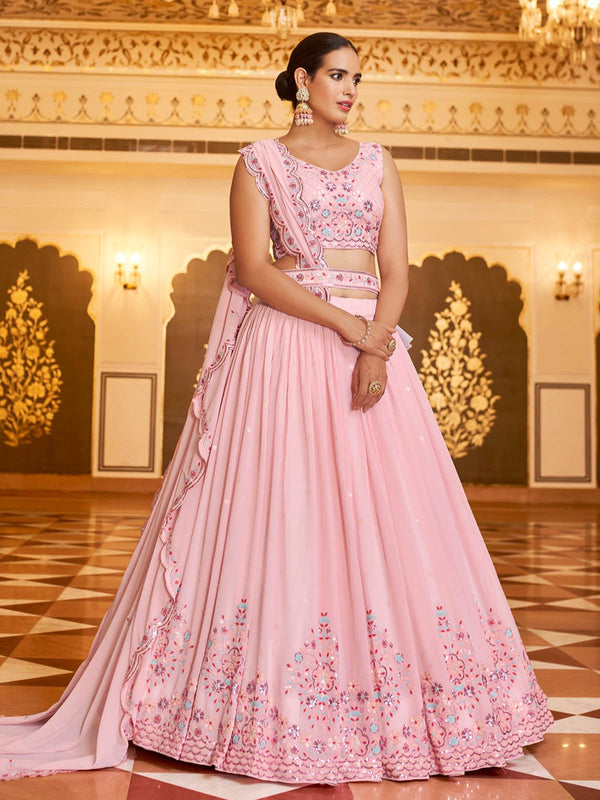 Women's Gorgeous Pink Lehenga Choli Set - Odette