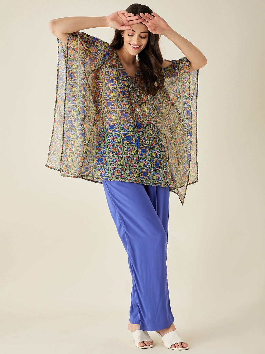 Green And Royal Blue Lounge Set - The Kaftan Company