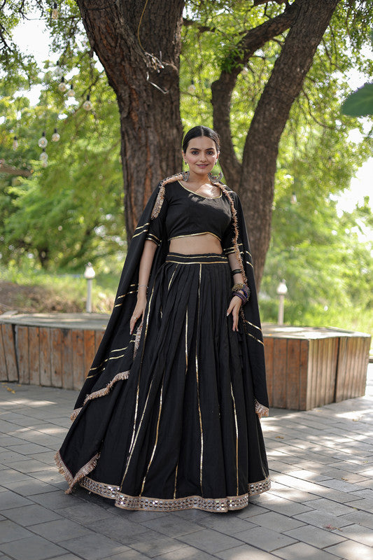 Women's  Reyon Black Lehenga Set - Aastha Fashion