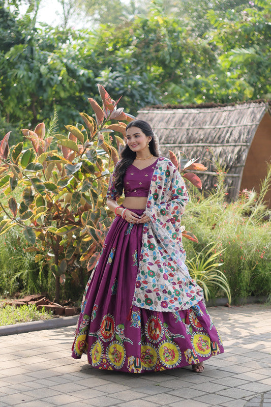 Women's Dolla Silk Purple Lehenga Set - Aastha Fashion