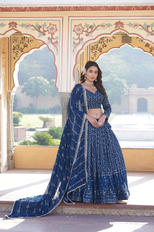 Women's Georgette Rama Lehenga Set - Aastha Fashion