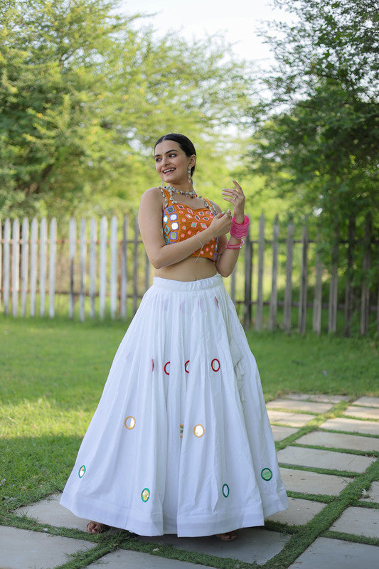 Women's  Reyon Orange  Lehenga Set - Aastha Fashion