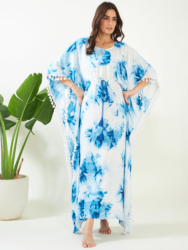 Women's Blue Tie Dye Kaftan  - The Kaftan Company