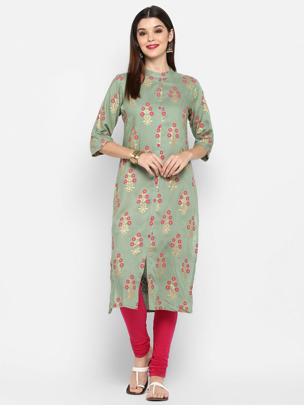 Women's Light Green Rayon Kurta By Vbuyz (1Pc)