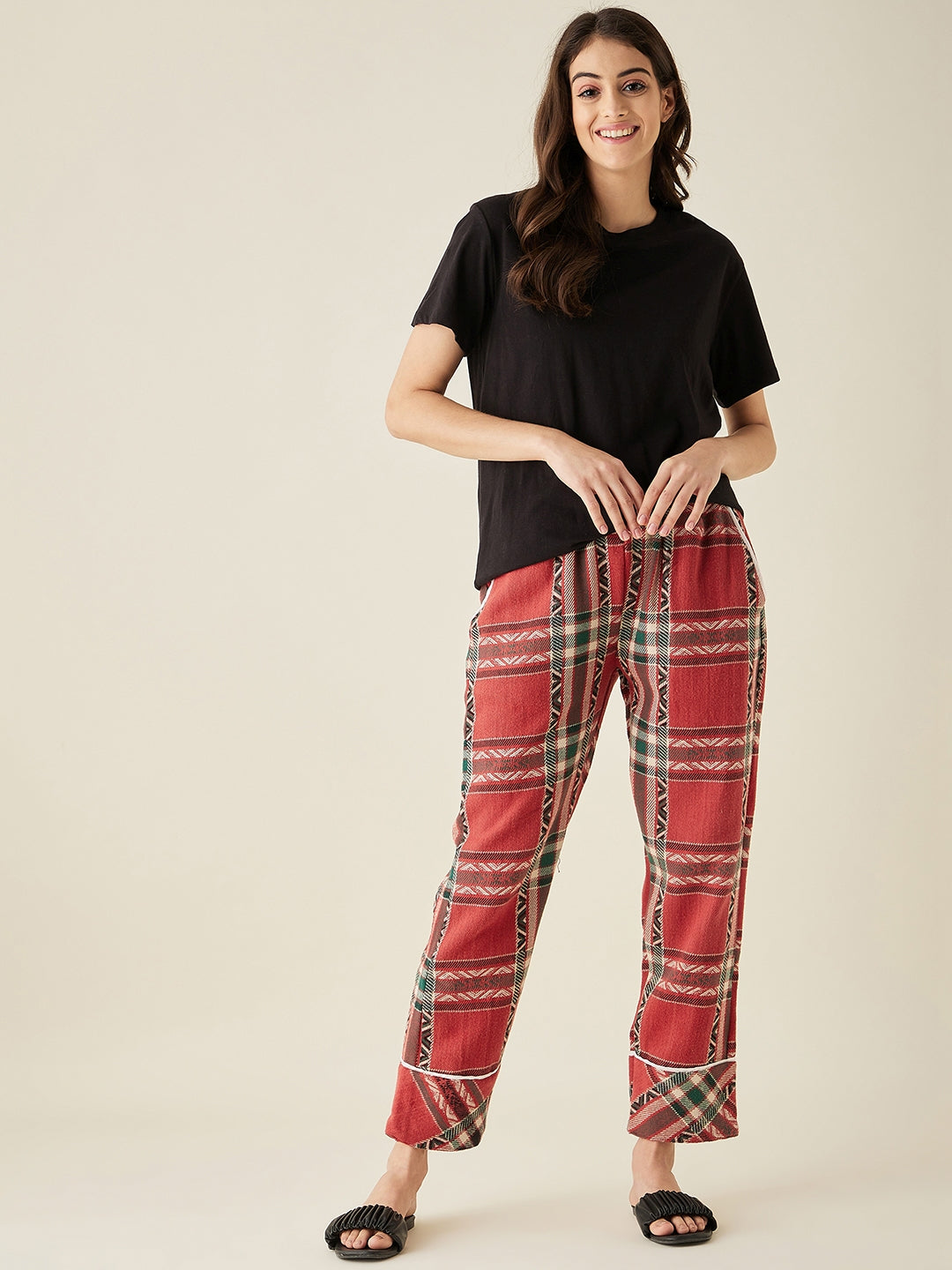 Winter Holiday Red Thick Cotton Pyjama - The Kaftan Company